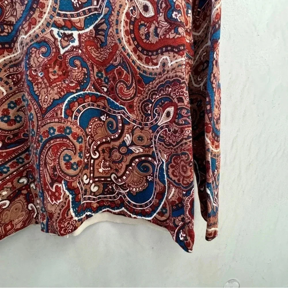 Christopher Banks || Earthy Paisley Cardigan Sweater Size Medium - Picture 7 of 7